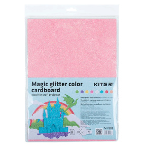 Set carton colorat cu glitter KITE A4, 8 foi, 8 culori, 290 gr/m2