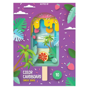 Set carton colorat KITE A4, 10 foi, 10 culori, 230 gr/m2