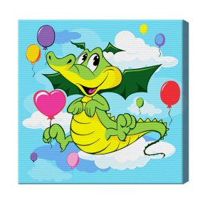 Dragon cu baloane, 30x30 cm, pictură pe numere