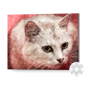 Серый кот, 30х40 cm, mozaic cu diamante