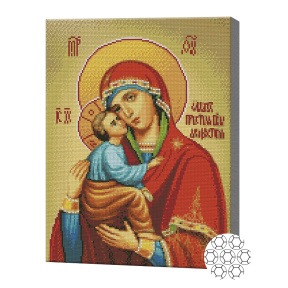 Акафистная икона Пресвятой Богородицы, 40х50 см, алмазная мозаика