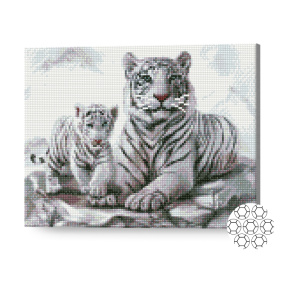 Белые тигры, 30х40 см, алмазная мозаика