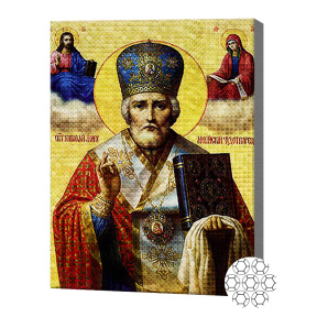 Святой Николай Чудотворец, 30х40 см, алмазная мозаика