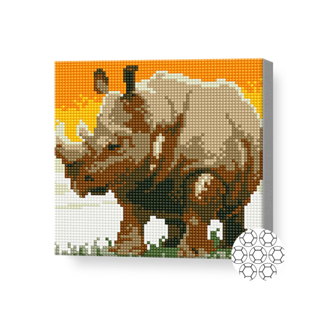 Носорог, 20x20 см, алмазная мозаика