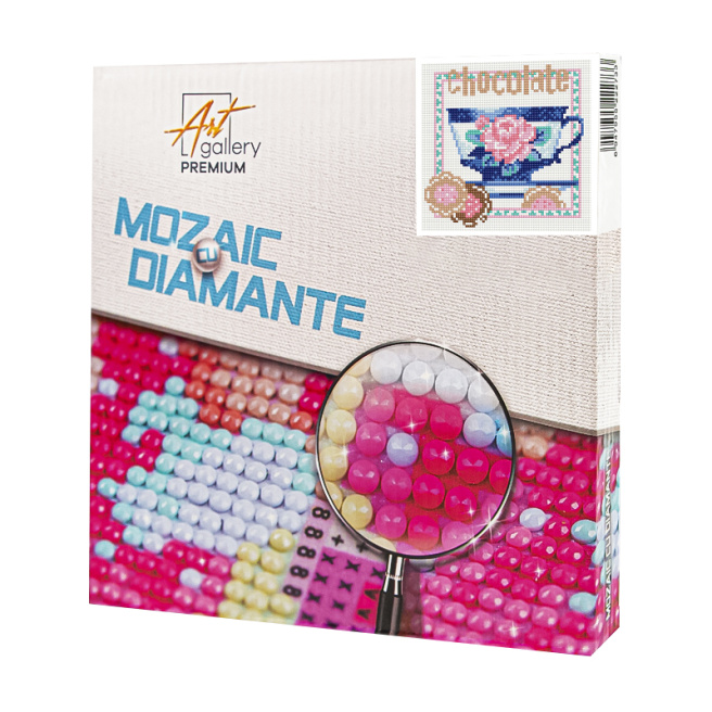 Cană cu ciocolată fierbinte, 20x20 cm, mozaic cu diamante