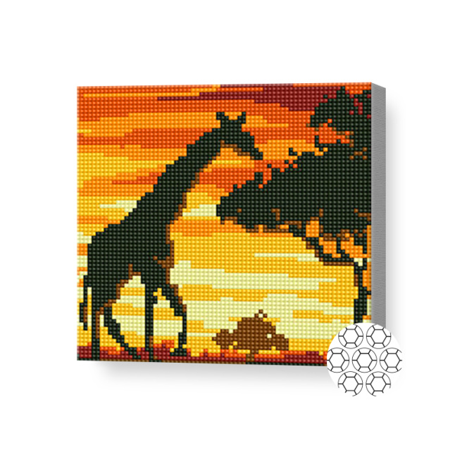 Жираф на закате, 20x20 см, алмазная мозаика