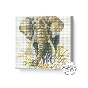 Elefant, 20x20 cm, mozaic cu diamante