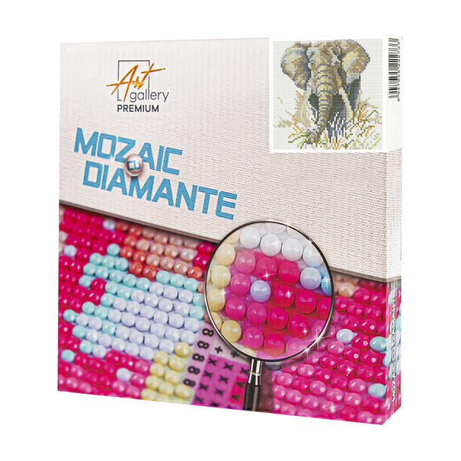 Elefant, 20x20 cm, mozaic cu diamante