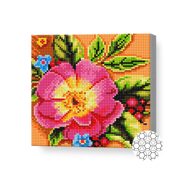 Floarea roz, 20x20 cm, mozaic cu diamante