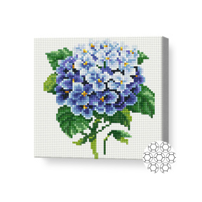 Голубая гортензия, 20x20 см, алмазная мозаика