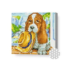 Щенячьи глазки, 20x20 см, алмазная мозаика