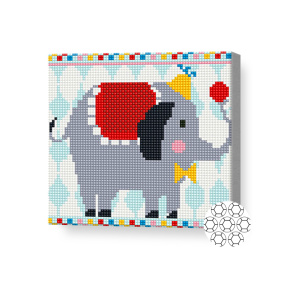 Праздничный слоник, 20x20 см, алмазная мозаика