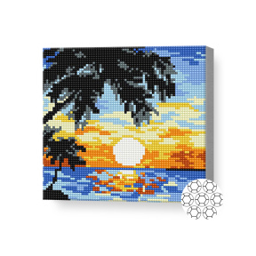 Apus pe insulă, 20x20 cm, mozaic cu diamante