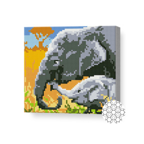 Familia de elefanți, 20x20 cm, mozaic cu diamante