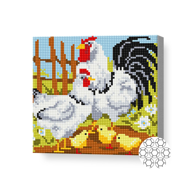 Птичья семья, 20x20 см, алмазная мозаика