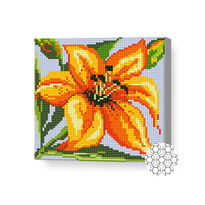 Золотая лилия, 20x20 см, алмазная мозаика