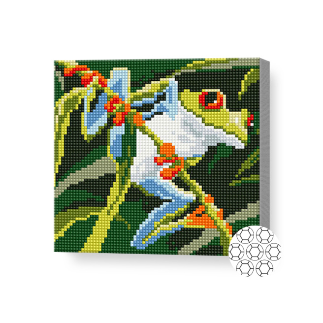 Красноглазая лягушка, 20x20 см, алмазная мозаика