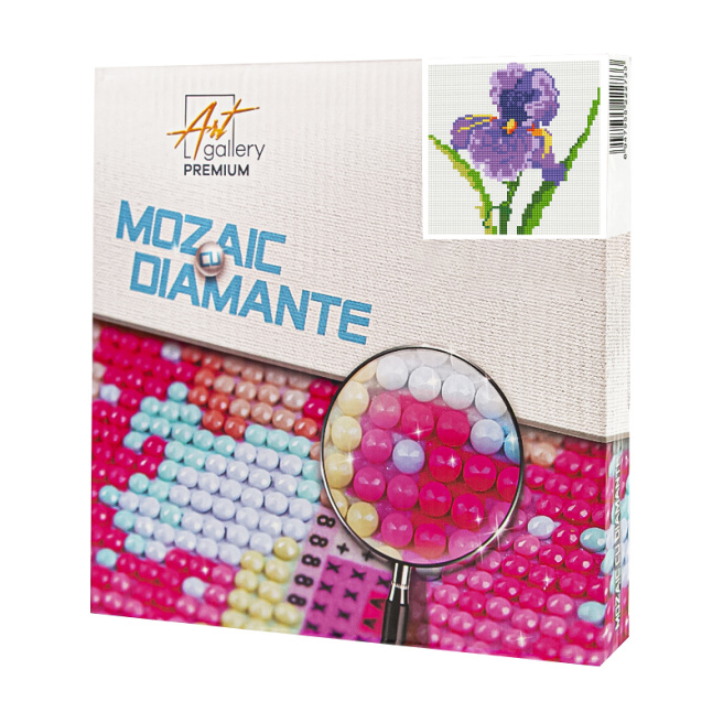 Iris mov, 20x20 cm, mozaic cu diamante
