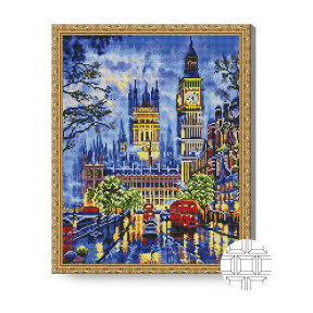 Londra cețoasă, 40x50 cm, mozaic cu diamante pătrate