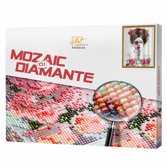 Privirea înflorită, 40x50 cm, mozaic cu diamante pătrate
