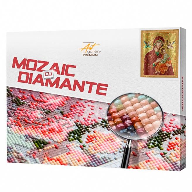 Icoană Maicii Domnului Patimitoarea, 40x50 cm, mozaic cu diamante pătrate