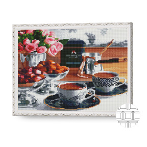 Cafea de dimineață, 40x50 cm, mozaic cu diamante pătrate