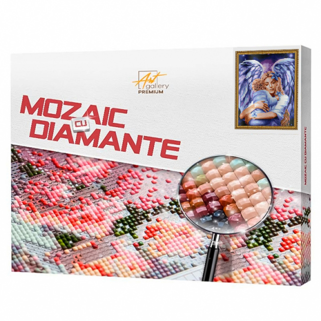 Înger pentru bebe, 40x50 cm, mozaic cu diamante pătrate