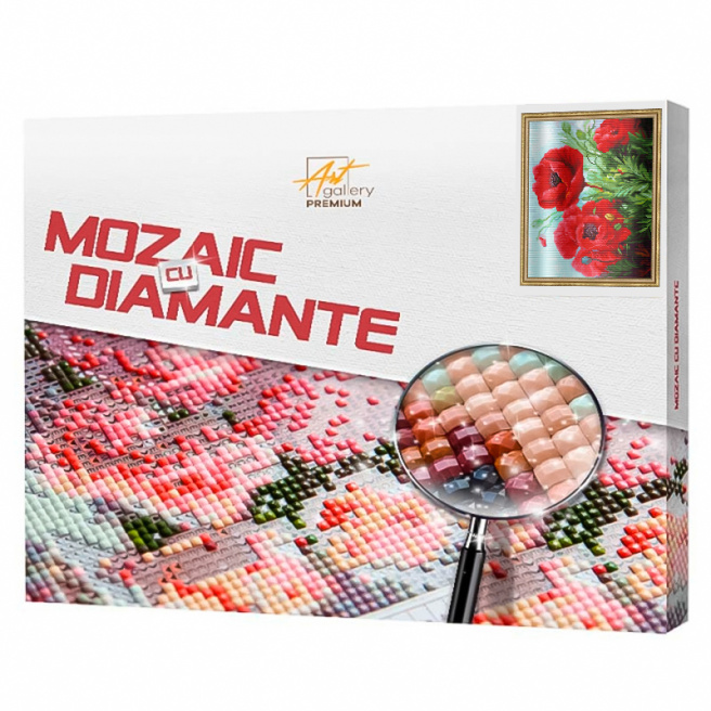 Maci aprinși, 40x50 cm, mozaic cu diamante pătrate