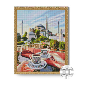 Cafea turcească, 40x50 cm, mozaic cu diamante pătrate