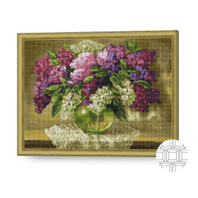 Buchet de liliac mare, 40x50 cm, mozaic cu diamante pătrate