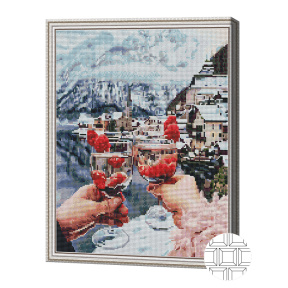 Cocktailuri în munți, 40x50 cm, mozaic cu diamante pătrate