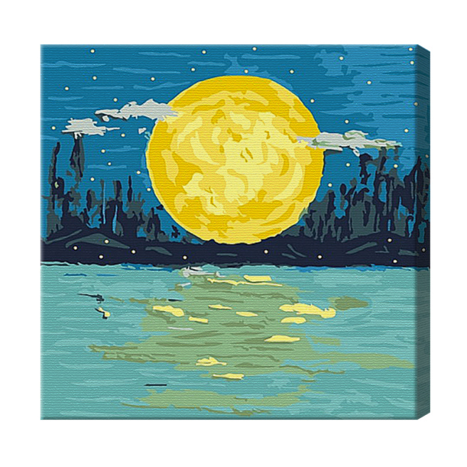 Luna și lacul 20x20 cm, pictură pe numere