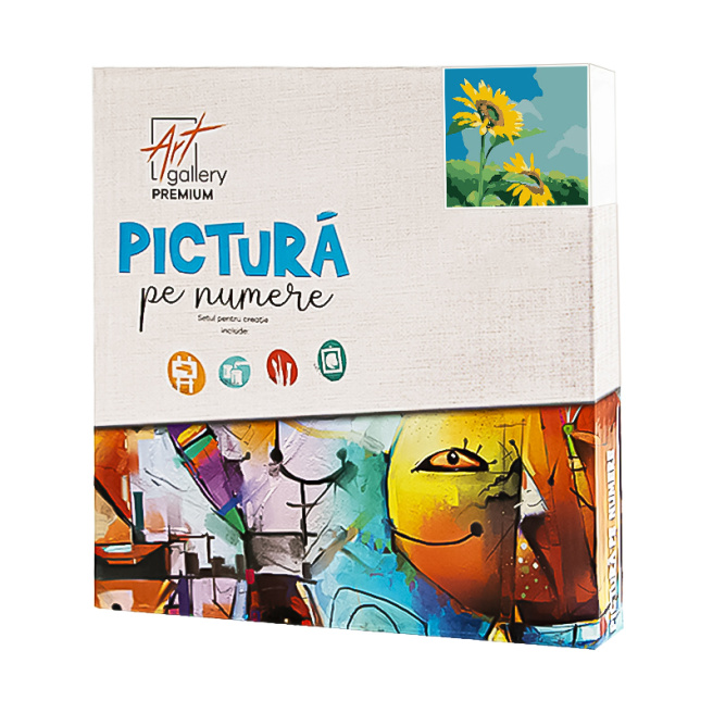 Câmp cu floarea soarelui 20x20 cm, pictură pe numere
