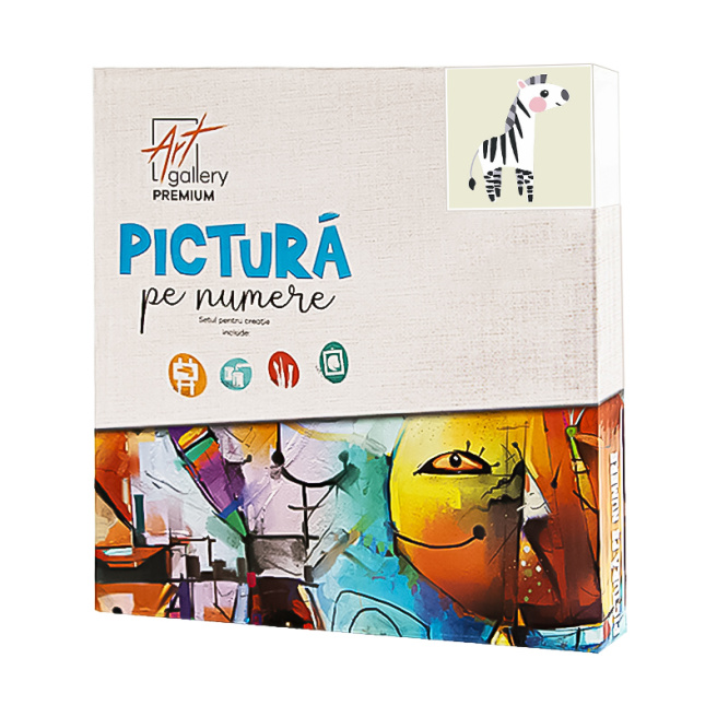 Zebră 20x20 cm, pictură pe numere - crafti.md