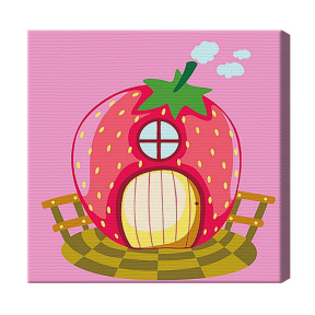 Домик-клубничка 20x20 см, картина по номерам