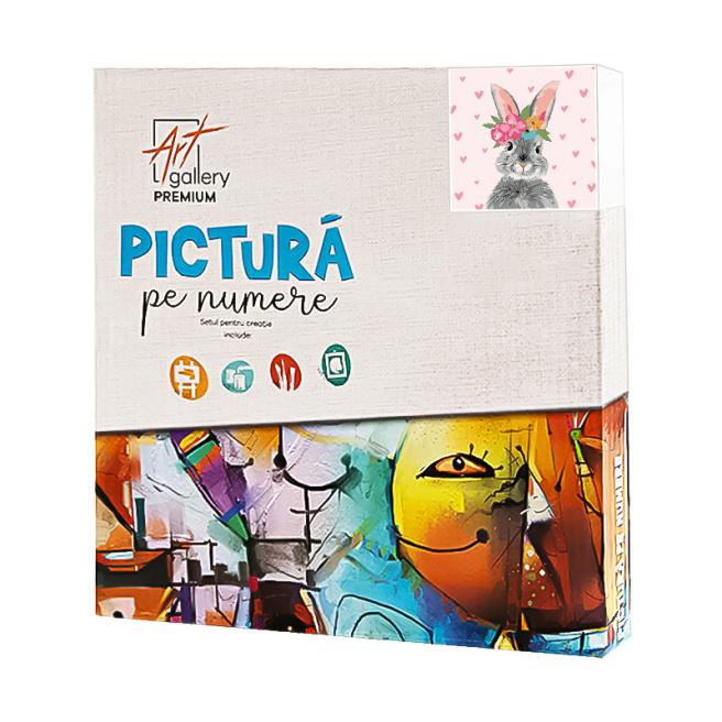 Iepuraș în coroniță 20x20 cm, pictură pe numere