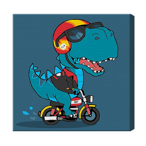 Dino mișto pe bicicletă 20x20 cm, pictură pe numere