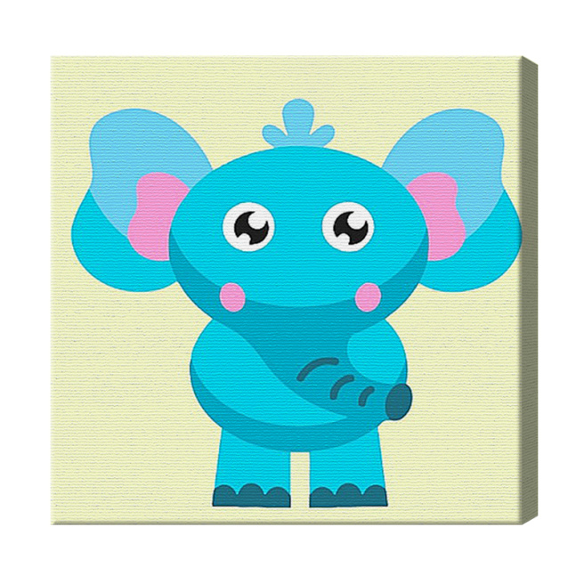 Elefant albastru 20x20 cm, pictură pe numere