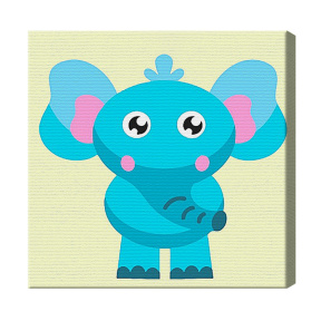 Elefant albastru 20x20 cm, pictură pe numere