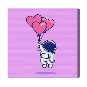 Cosmonaut pe inimi 20x20 cm, pictură pe numere