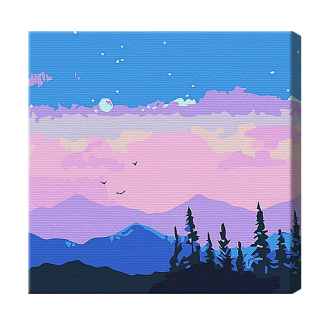 Amurg mov 20x20 cm, pictură pe numere