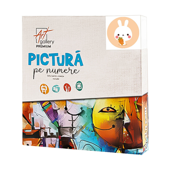 Iepuraș cu un morcov 20x20 cm, pictură pe numere