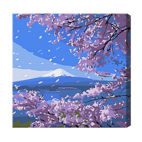 Fuji și sakura 20x20 cm, pictură pe numere