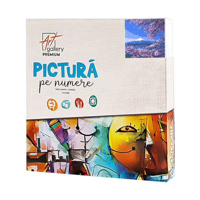 Fuji și sakura 20x20 cm, pictură pe numere