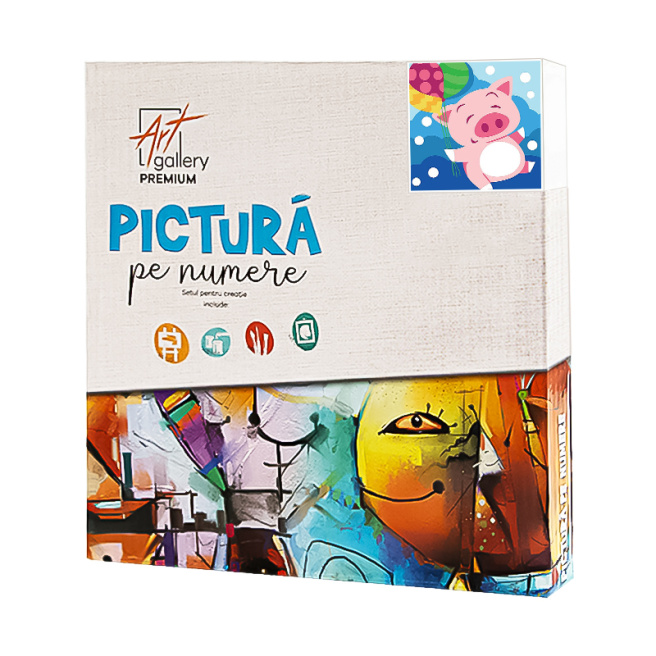 Purcelușă cu trei baloane 20x20 cm, pictură pe numere