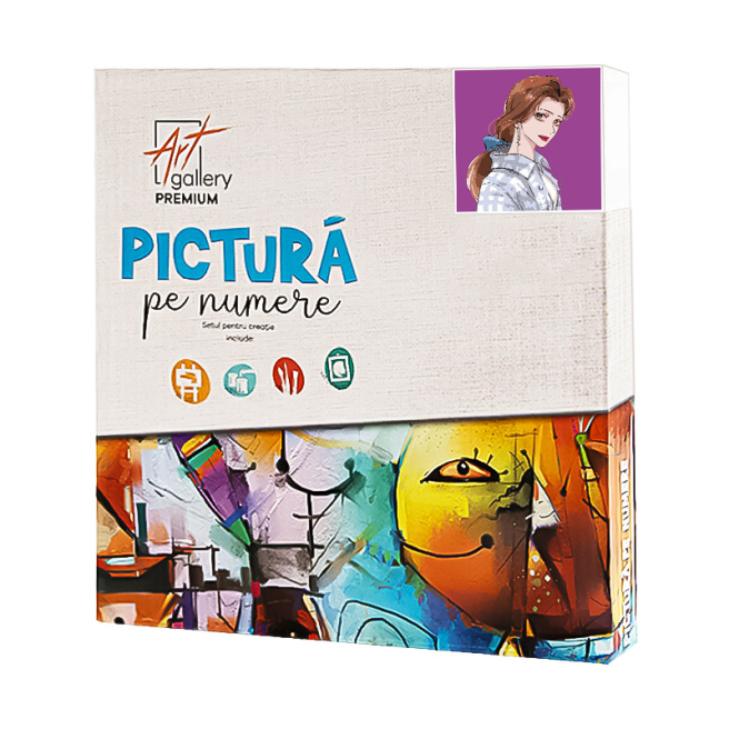 Brunetă în cămașă 20x20 cm, pictură pe numere