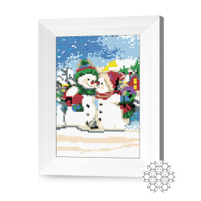 Два снеговичка, 20x30 см, алмазная мозаика