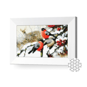 Mugurari pe crenguță înzăpezită, 20x30 cm, mozaic cu diamante