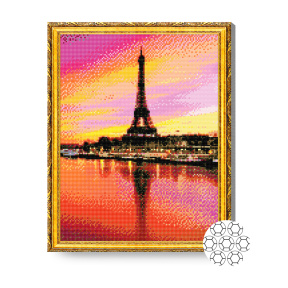 Paris la apus, 40x50 cm, mozaic cu diamante