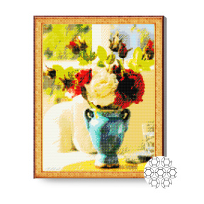 Buchet aprins, 40x50 cm, mozaic cu diamante